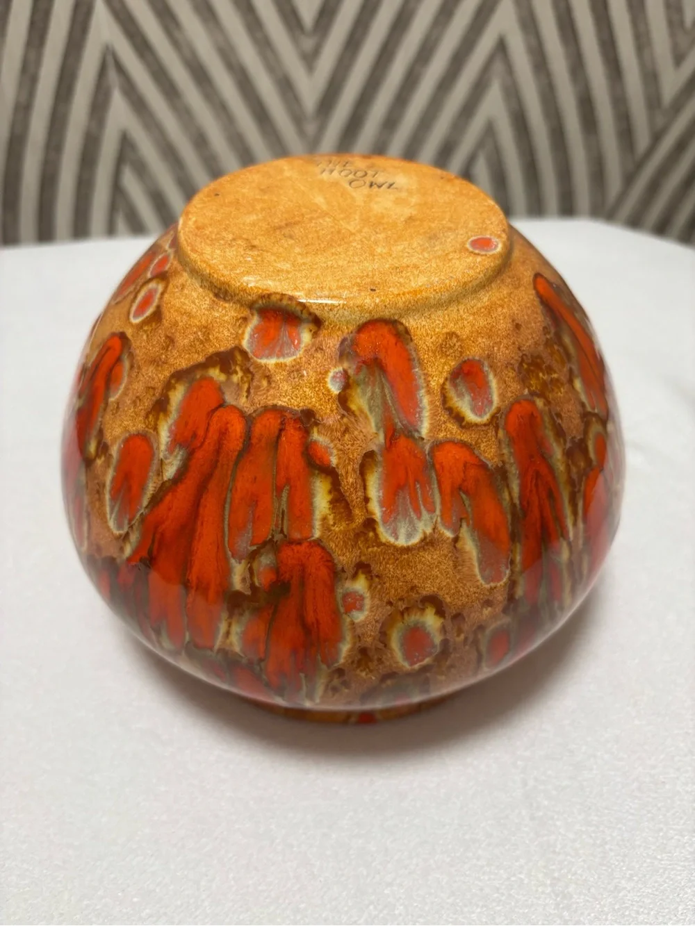 Mid century modern ceramic drip glazed vase planter